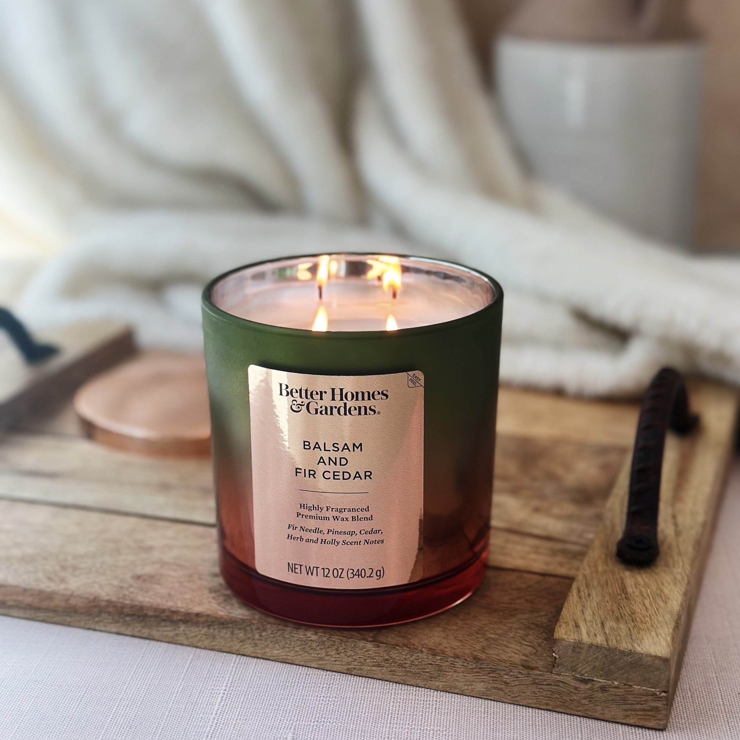 Better Homes & Gardens Balsam and Fir Cedar Scented 2-Wick 12oz Metallic Ombre Jar Candle