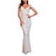 thumbnail image 1 of Vestido largo de noche sólido con lentejuelas y cuello en V de manga corta Sexy para mujer a la moda Fridja  bnh4392, 1 of 9