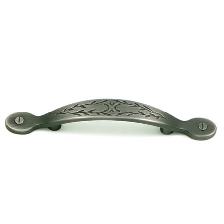 Distressed Nickel Stone - Stone Mill Hardware -Weathered Nickel Leaf Cabinet Pull