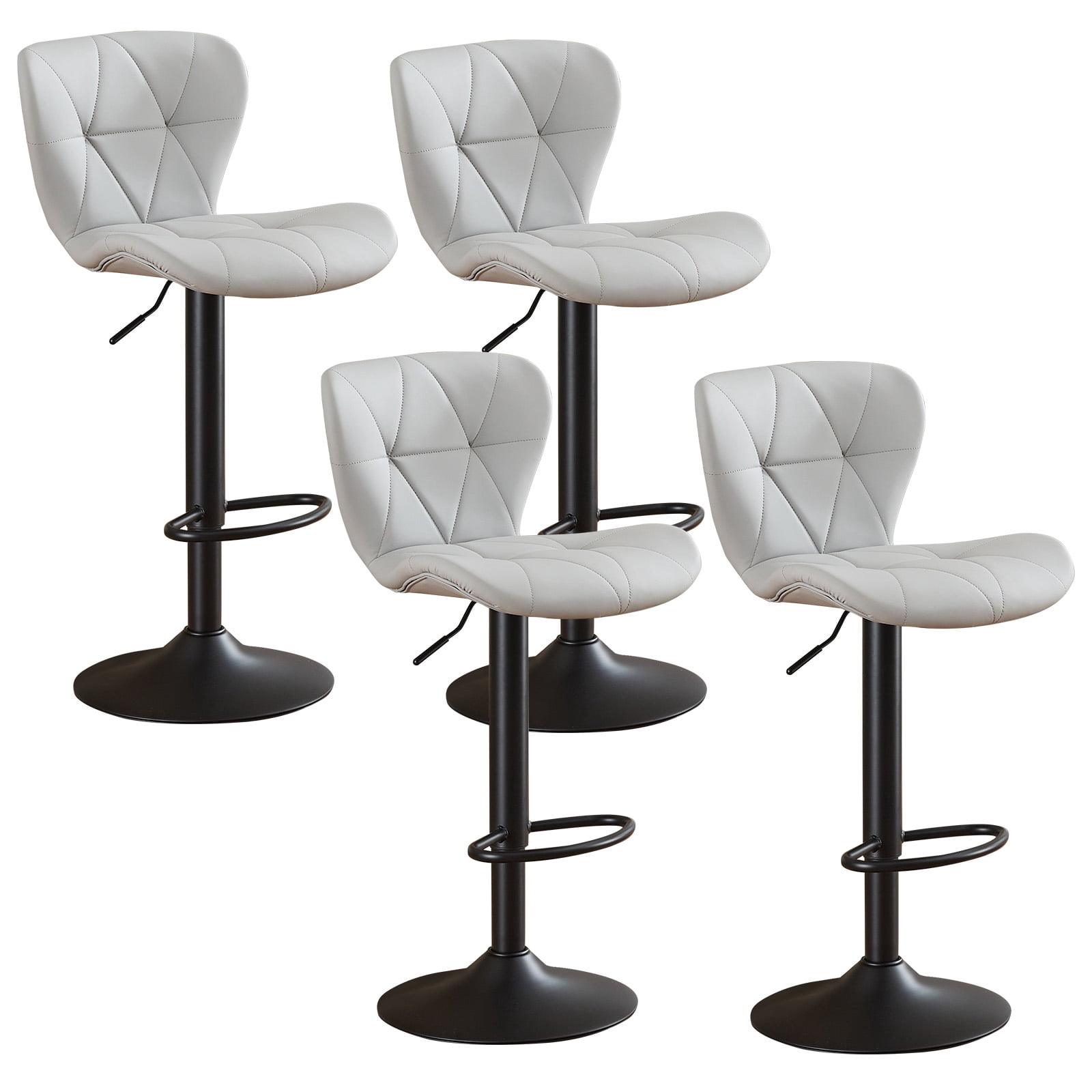 Restworld BarStools Set of 4, Adjustable Faux PU Leather Modern Armless Bar Chairs for Kitchen,Beige