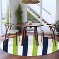 thumbnail image 4 of Green Navy Blue Striped Large Area Rugs for Bedroom Living Room, Soft Non Slip Carpet Bedside Rug, Farmhouse Stripe Art Round Floor Cover Kitchen Accent Rug 6' for Dining Room/Office, 4 of 9