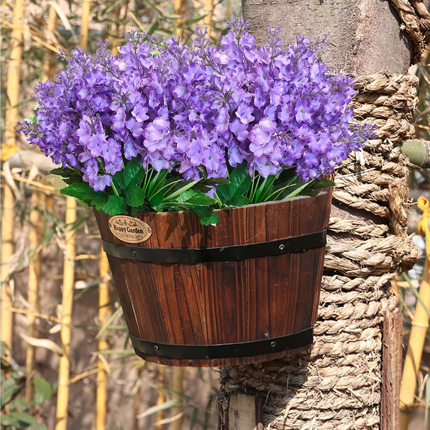 24 Pcs Artificial Wisteria Flowers for Outdoor 13.8'' Faux Hyacinth Flowers for Home Porch Decoration Fake Silk Floral for Wedding Spring Garden Fence Porch Outsides Decor, Light Purple