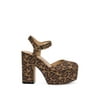 Jessica Simpson Draiye Leopard Closed Toe Ankle Strap Block Heel Platform Pumps (6.5, NATURAL)