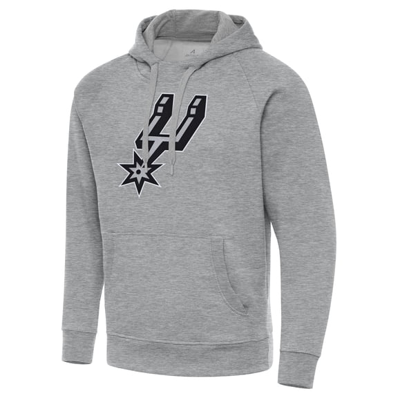 Men's Antigua Heather Gray San Antonio Spurs Big & Tall Victory Raglan Pullover Hoodie