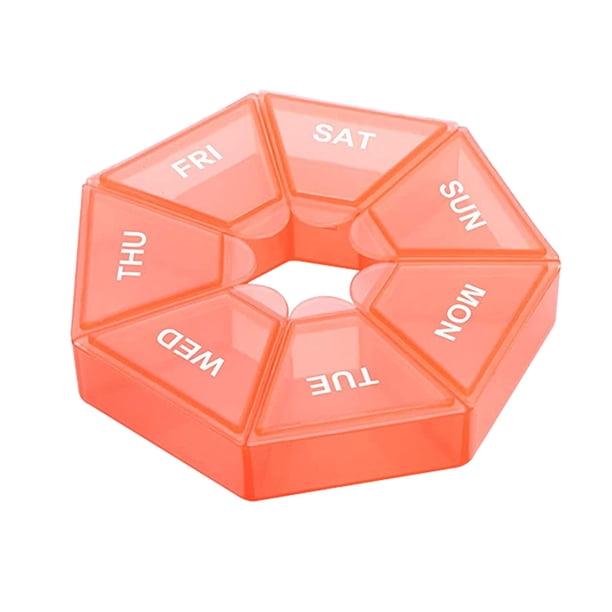 Paquete de 2 pastilleros, 7 rejillas de almacenamiento, pastillas diarias, tableta, dispensador de dulces, caja organizadora portátil de viaje Almacenamiento y organización del hogar Naranja Advancent HA003873-05