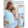 thumbnail image 4 of Casual Nights - Flannel Floral Long Sleeve Nightgowns for Women, Soft Lightweight Cotton & Lace Trim, Comfortable Lounging, Flower Blue Small, 4 of 7