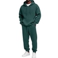 thumbnail image 3 of CCRFTGI Men's Hoodie Tracksuit 2 Pieces Set Athletic Casual Hooded Sweatshirt and Joggers Set Sweatsuit Outfits Dark Green L, 3 of 6
