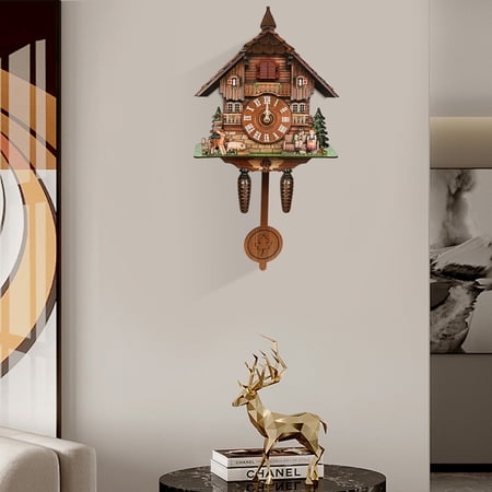Modern Wall-Mounted Cuckoo Clock with Hourly Chime – Durable MDF Construction, Adjustable Volume, Large Easy-to-Read Dial, Decorative Home Accent for Living Room, Office, Kitchen