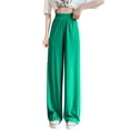 thumbnail image 2 of Taylonsss Womens High Waist Drawstring Closure Wide Leg Pants Loose Straight Leg Casual Comfortable Breathable for Everyday Wear, 2 of 4