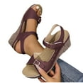 thumbnail image 7 of Viluyesy Women's Wedge Sandals, Soft Sole Adjustable Buckle Open Toe Comfortable Fashion Shoes Wine 7, 7 of 7