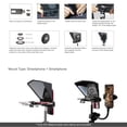 thumbnail image 3 of Smartphone/Tablet/DSLR Camera Teleprompter Prompter with Remote Control Lens Adapters Cleaning Cloth Supports Wide Angle Lens for Stage Speech Live Streaming Online Video Vlog, 3 of 7