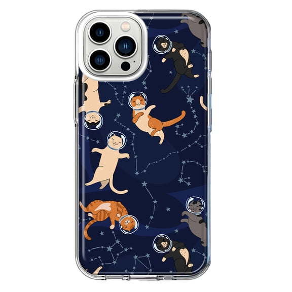 Mundaze - Case for Apple iPhone 15 Pro Slim Shockproof Hard Shell Soft TPU Heavy Duty Protective Phone Cover - Space Cats