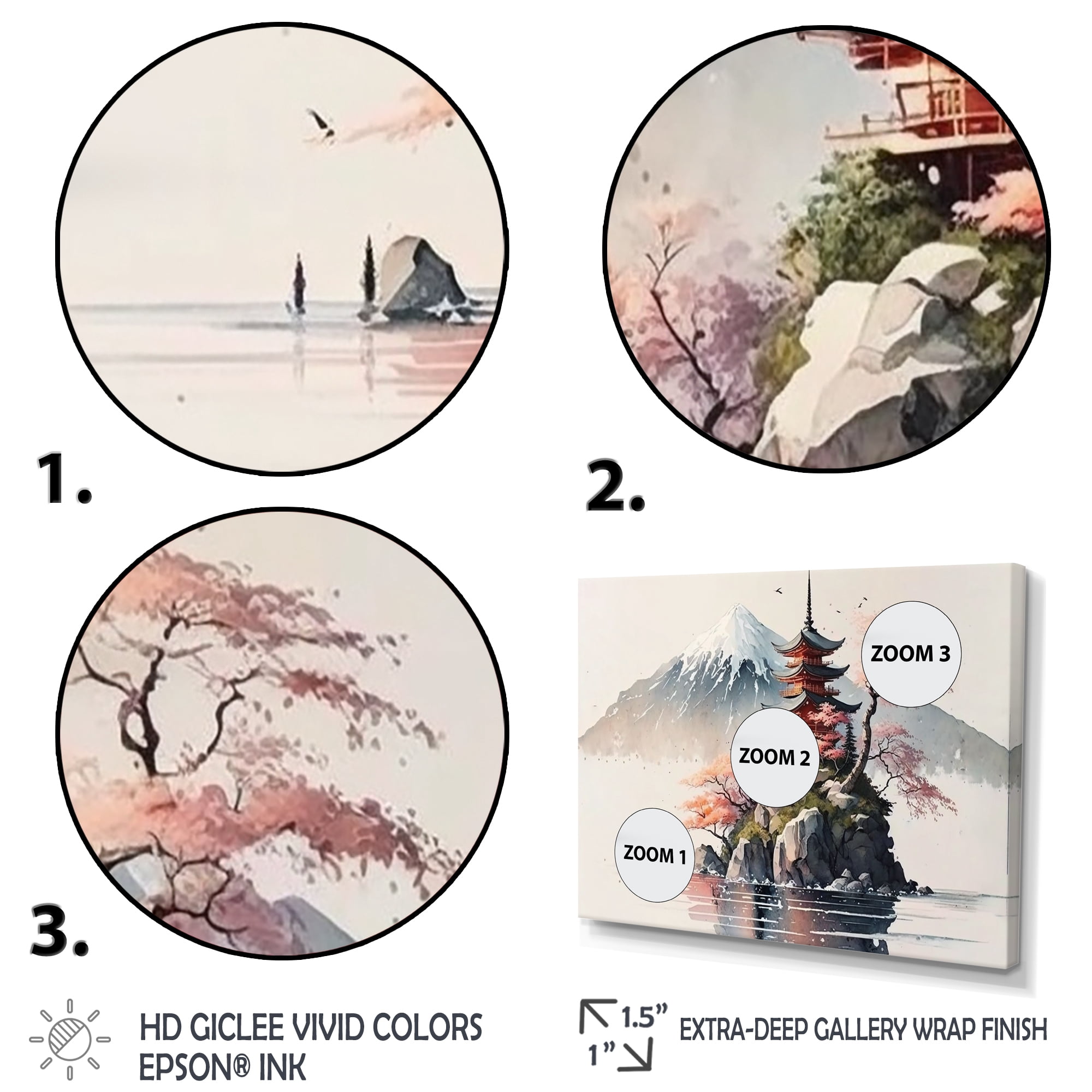 Designart Japanese Landscape In Watercolor I Canvas Wall Art