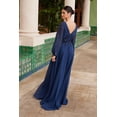 thumbnail image 4 of Women's Nox Anabel Me128 Flowing Chiffon Gown With Long Sleeves Navy Blue Size 20W, 4 of 5