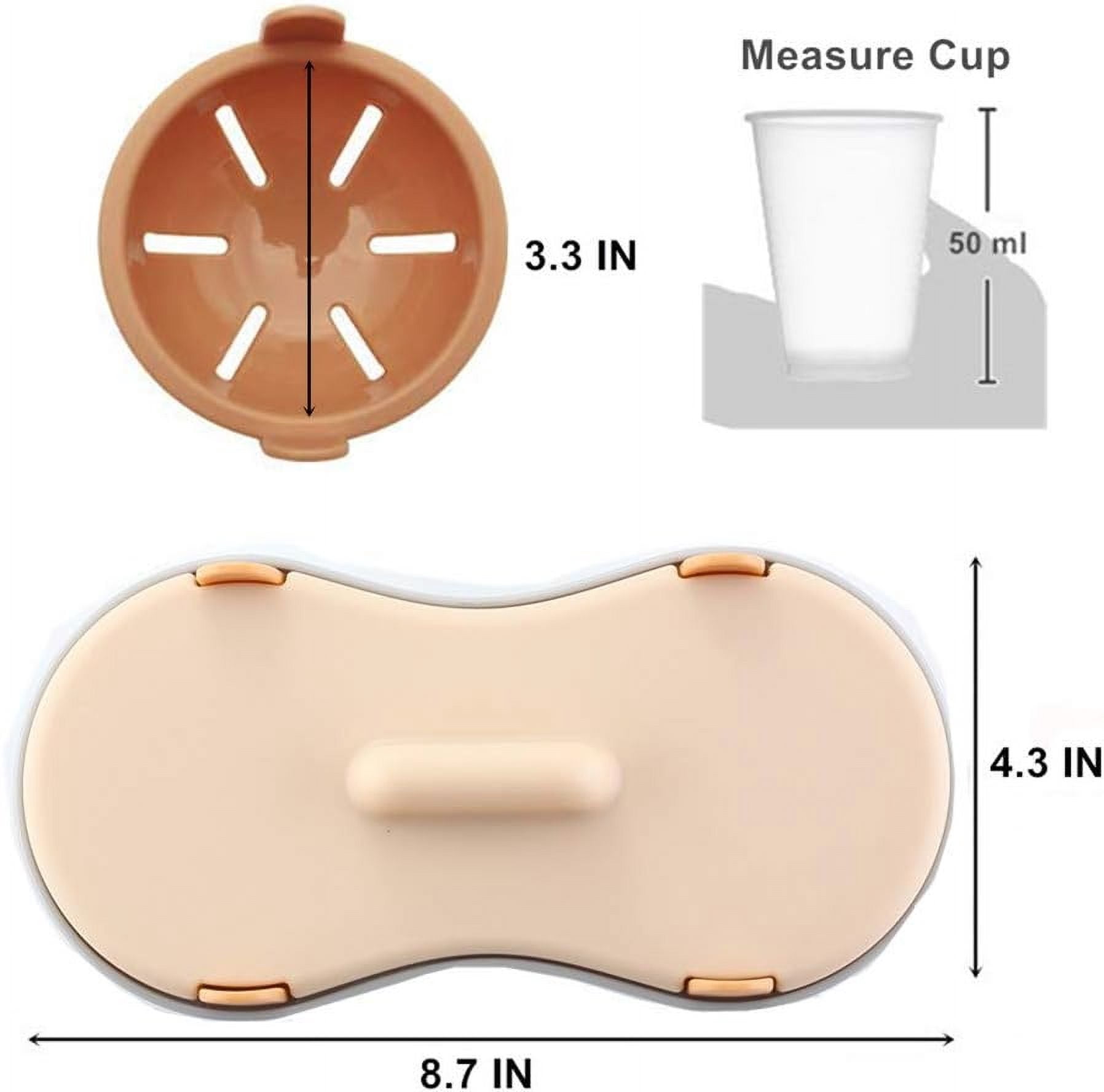 Egg Poacher Microwavable, Egg Steam with Measure Cup Dishwashable, Egg Maker Poached Egg Steamer Kitchen Gadget