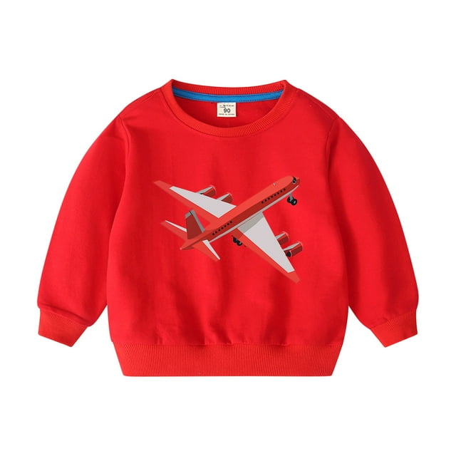 RXIRUCGD Sweat à Capuche à Manches Longues Imprimé Avion à la Mode pour Garçons et Filles 2-10 Ans (Rouge, Taille:9-10 Ans)