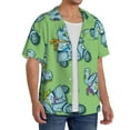 thumbnail image 4 of KLL Motorcycle Riding Dinosaur Print Men's Shirt Short Sleeve Button Down Summer Cuba Beach Shirts- Small, 4 of 7