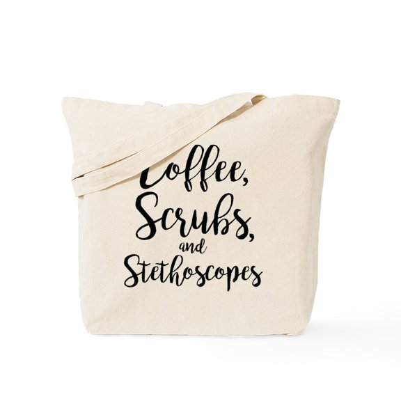 CafePress - Coffee Scrubs And Stethoscopes Tote Bag - Unisex Canvas Tote Bag, Beige, 1-Piece