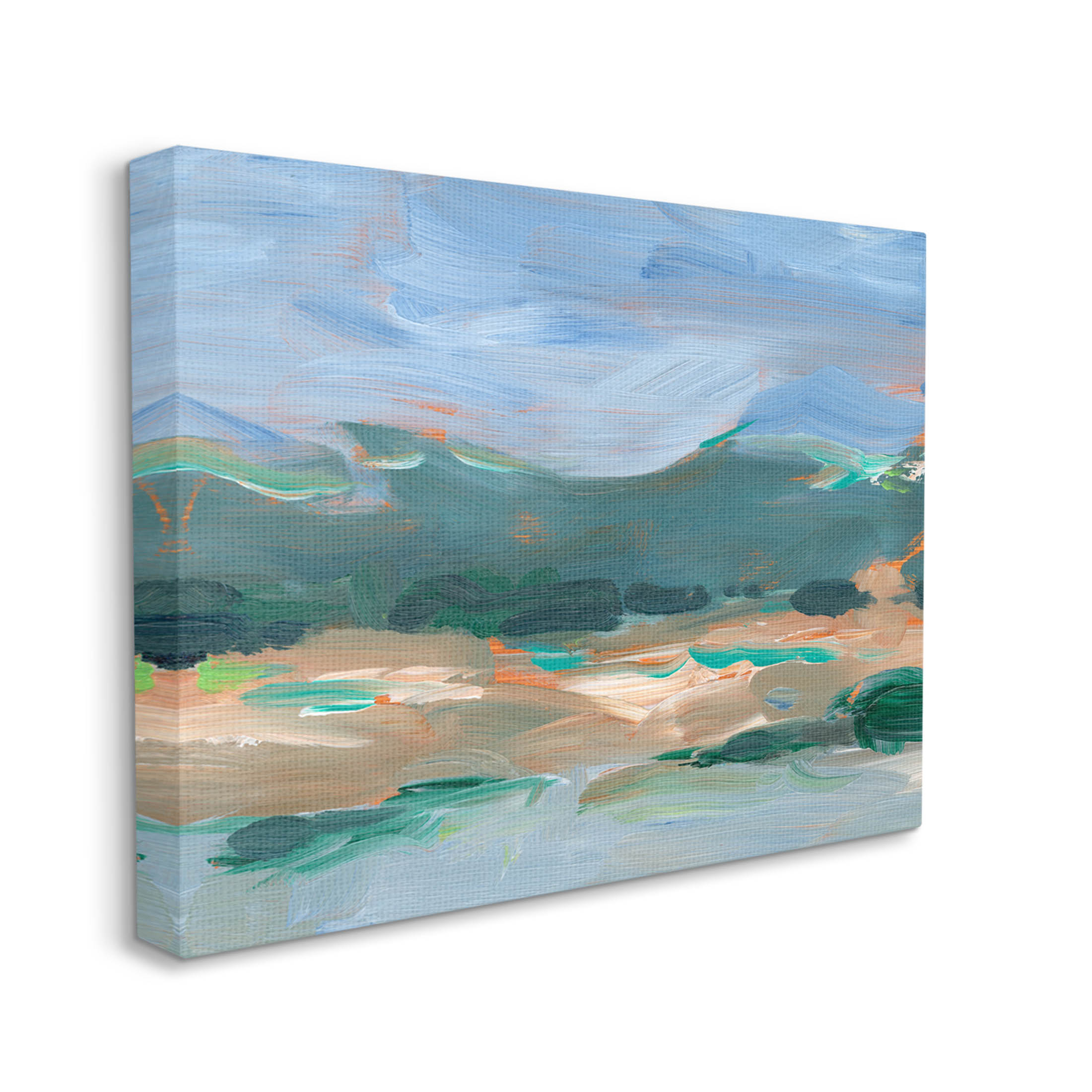 Abstract Landscape Blue Sky Scenery Landscape Painting Gallery Wrapped Canvas Print Wall Art