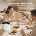 thumbnail image 3 of 3.5-Cup Rice Cooker for 1-3 People, Multifunctional Rice, Oatmeal, Quinoa - Slow Cook, Steam, Cook & Steam Dish Together, White, 3 of 4