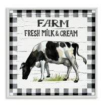 Stupell Industries Spring Cow with Border Animals Painting White Framed Art Print Wall Art, 17 x 17