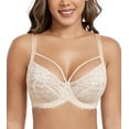thumbnail image 5 of Exerin Women's Sexy Lace Bras Underwire Plus Size See Through Mesh Sheer Bra(Beige,42D), 5 of 5