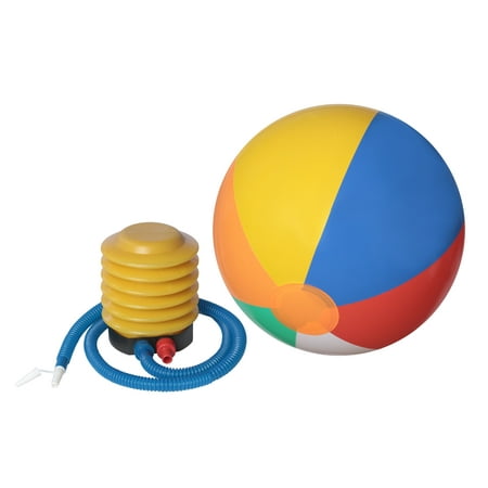 - 12-Pack of Inflatable Beach Balls with Air Pump Inflator with Flexible Pipe