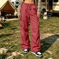 thumbnail image 2 of Weikingp Cargo Pants for Women Streetwear Women Travel Sweatpants High Waist Cargo Pant Sport Pants Light Weight Cargo Pants Wide Leg Cargo Pants Baggy Pants Athletic Pants Red 4XL, 2 of 7