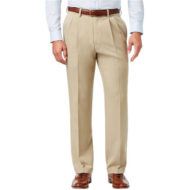 Haggar Eclo - Pantalones de vestir para hombre, color beige, 36 W x 30 L Haggar pantalones