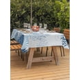 thumbnail image 3 of Outdoor Tablecloth with Umbrella Hole for Patio/Picnic/Party/Camping, Summer Weeping Corals Waterproof Table Cloth Rectangle Table Cover Washable, Coastal Beach Starfish Conch Lake Blue (60"x 84"), 3 of 9