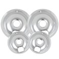 thumbnail image 1 of 4 Pack Chrome Drip Pans, Compatible with Whirpool Kenmore Frigirate Stove Top Drip Bowls. Include 2 Pcs 6'' Range Replacement Drip Pans and 2 Pcs 8 '' Cooktop Drip Pans, 1 of 7