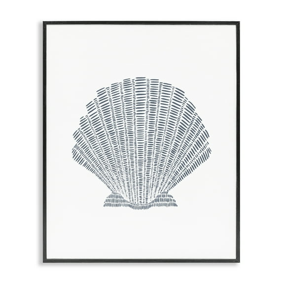 Stupell Industries Minimal Sea Shell Coastal Painting Black Framed Art Print Wall Art, 11 x 14