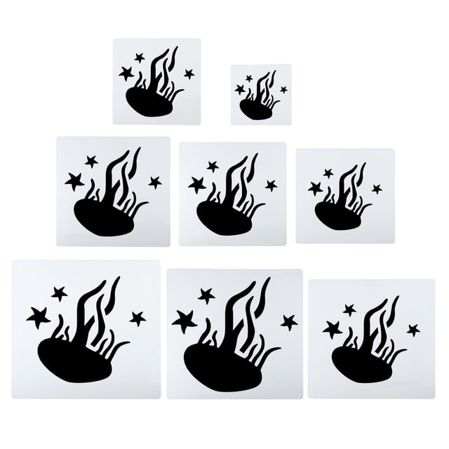 Plantillas de pintura de medusas Uxcell, paquete de 8 plantillas reutilizables para dibujo, blanco