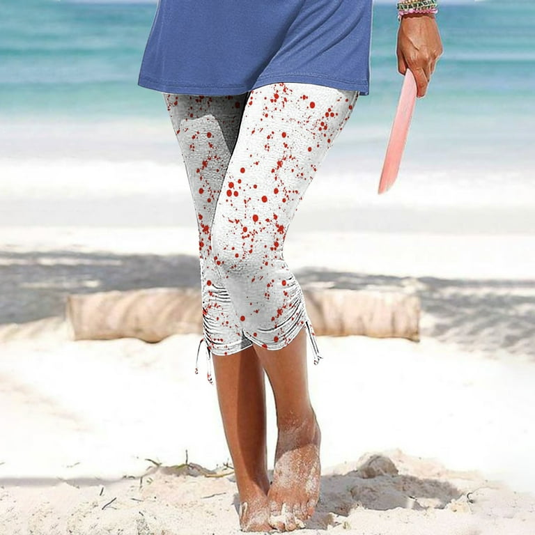Posijego Womens Capri Leggings Print Slim Stretch Yoga Pants High