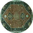 thumbnail image 1 of Ahgly Company Indoor Round Persian Turquoise Blue Traditional Area Rugs, 3' Round, 1 of 4