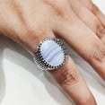 thumbnail image 4 of Blue Lace Agate Mens Ring, Silver Jewelry, 925 Silver Ring, Father's Day, AAA Natural Agate, Birthstone Ring, Heavy Mens Ring, Spiritual Healing Gemstone, Christmas, Plain Mens Ring, 4 of 7