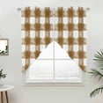 thumbnail image 5 of Brown White Plaid Kitchen Window Curtains, Swag Curtains Valance for Bedroom Living Room Bathroom, Watercolor Farmhouse Checkered Rod Pocket Window Treatment Curtain Block Drapes 2 Panels 28"x36", 5 of 9