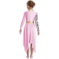 thumbnail image 3 of Aislor Girls Metallic Liturgical Praise Dance Dress Long Sleeve Printed Asymmetrical Worship Church Robe Pink 16, 3 of 7