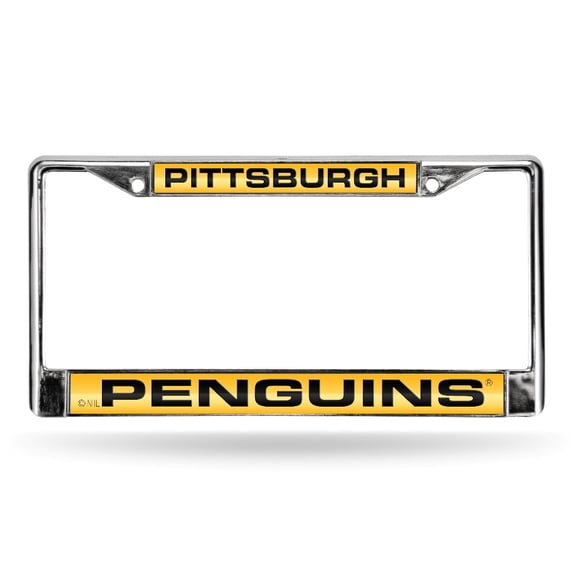 Pittsburgh Hockey Penguins Chrome Metal License Plate Frame Holder