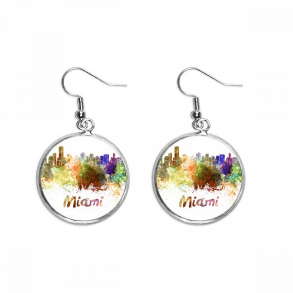 Mia America City Watercolor Ear Dangle Silver Drop Earring Jewelry Woman