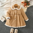 thumbnail image 2 of Rhuody Winter Coats For Girls Long Sleeve Elegant Bow Trim Coat Autumn Outerwear For Toddler And Warm Jacket Basic Classic Winter Outerwear Khaki 2-3 Years, 2 of 6