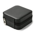 thumbnail image 4 of Sqaure PU Leather Jewelry Box with Mirror Travel Portable Jewelry Case Zipper Storage Boxes for Necklaces Rings Earrings and Pendants Black 10x10x5cm, 4 of 4