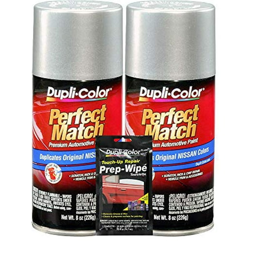 Dupli-Color Alabaster Silver M Exact-Match Automotive Paint - 8 oz, Bundles Prep Wipe 3 Items