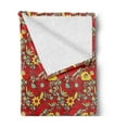 thumbnail image 2 of Floral Soft Flannel Fleece Blanket, Folk Art Style Ethnic Petals Pattern of Forest Blooms Paisley Persian, Cozy Plush for Indoor and Outdoor Use, 50" x 70", Ruby Mustard Mint Green, by Ambesonne, 2 of 5