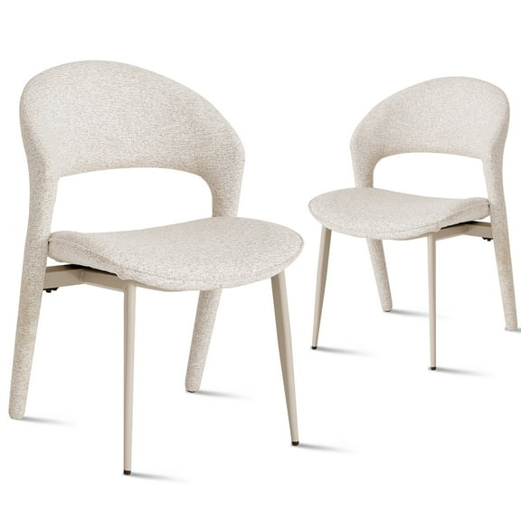 HJhomeheart 2 Piece Dining Chairs, Modern Linen Living Room Chairs, 20.6" Widen Seat, Cut-Out Backrest, Upholstered Kitchen Chairs, Accent Chairs for Dining Room Lounge Bedroom