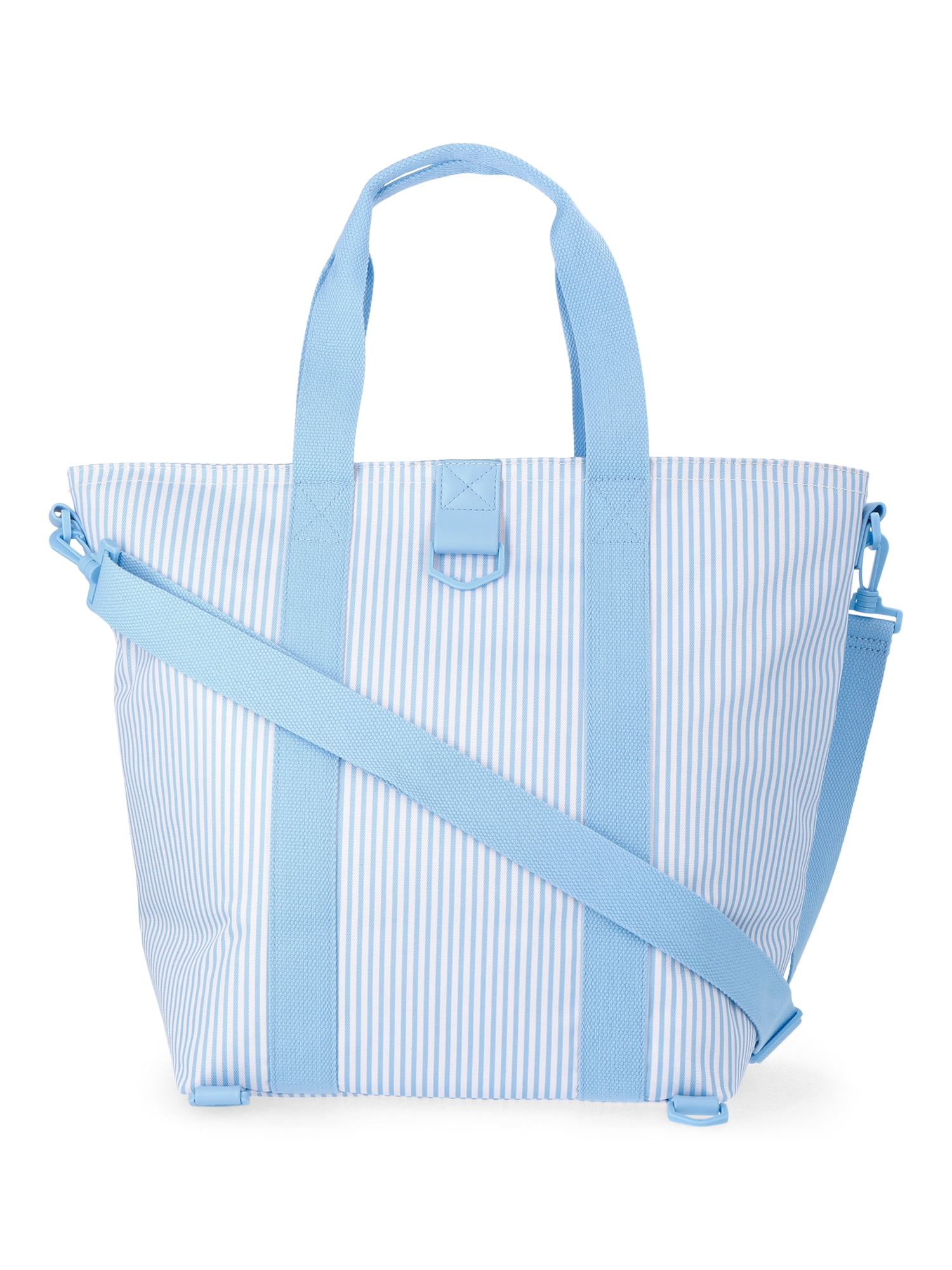 No Boundaries Women's Beach Insulated Tote Bag, Sky Pin Stripe