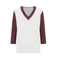 thumbnail image 6 of Busydd Womens Tops S-3XL Trendy Colorblock Patchwork Summer Tops for Women Casual V Neck 3/4 Lenght Sleeve Going Out Tops for Women Comfy Versatile Spring Tops, 6 of 6