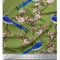 thumbnail image 1 of Soimoi Silk Fabric Blossom & Paradise Whydah Bird Print Sewing Fabric Yard 42 Inch Wide, 1 of 3