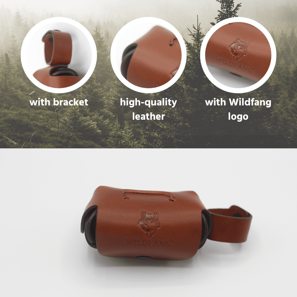 Wildfang® Dog Poop Bag Holder – Real Leather Dog Poop Bag Dispenser, Double-Compartment Poop Bag Holders for Leashes
