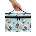thumbnail image 3 of HELLHERO Dachshund and Daisy Pattern Polyester Makeup Travel Case Makeup Skincare Organizer Double Zipper Handy With Brush Storage Carry-on Travel Essentials Brush Storage, 3 of 6
